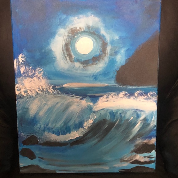 Hand painted ocean wave acrylic painting - Picture 1 of 1